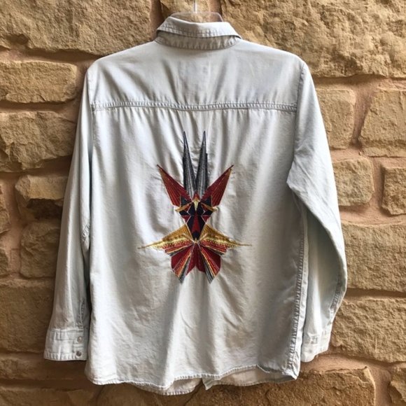 Zara Tops - ZARA PREMIUM DENIM SNAP BUTTON DETAIL BACK MEDIUM